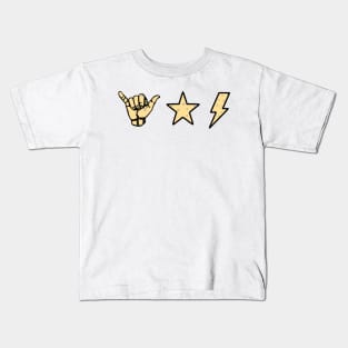 yellow stars shaka hand, star & lightning sticker pack Kids T-Shirt